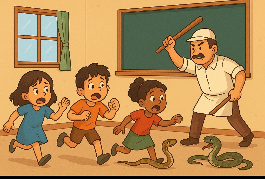 పాఠశాల తరగతి గదిలో పాముల కలకలం